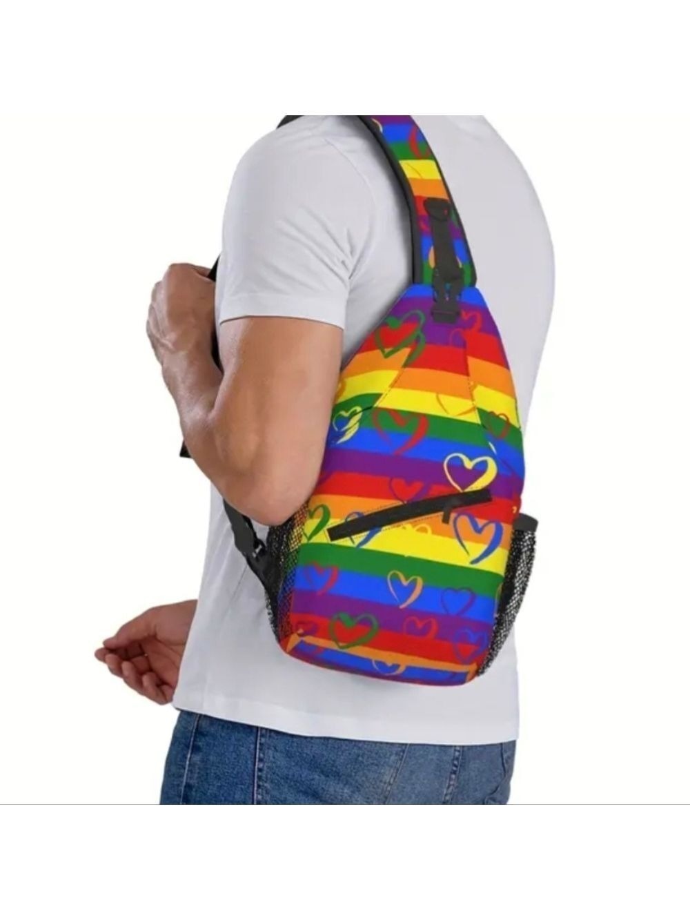 🌈 Progress Pride Pattern Chest Bag - Picture 7 of 9